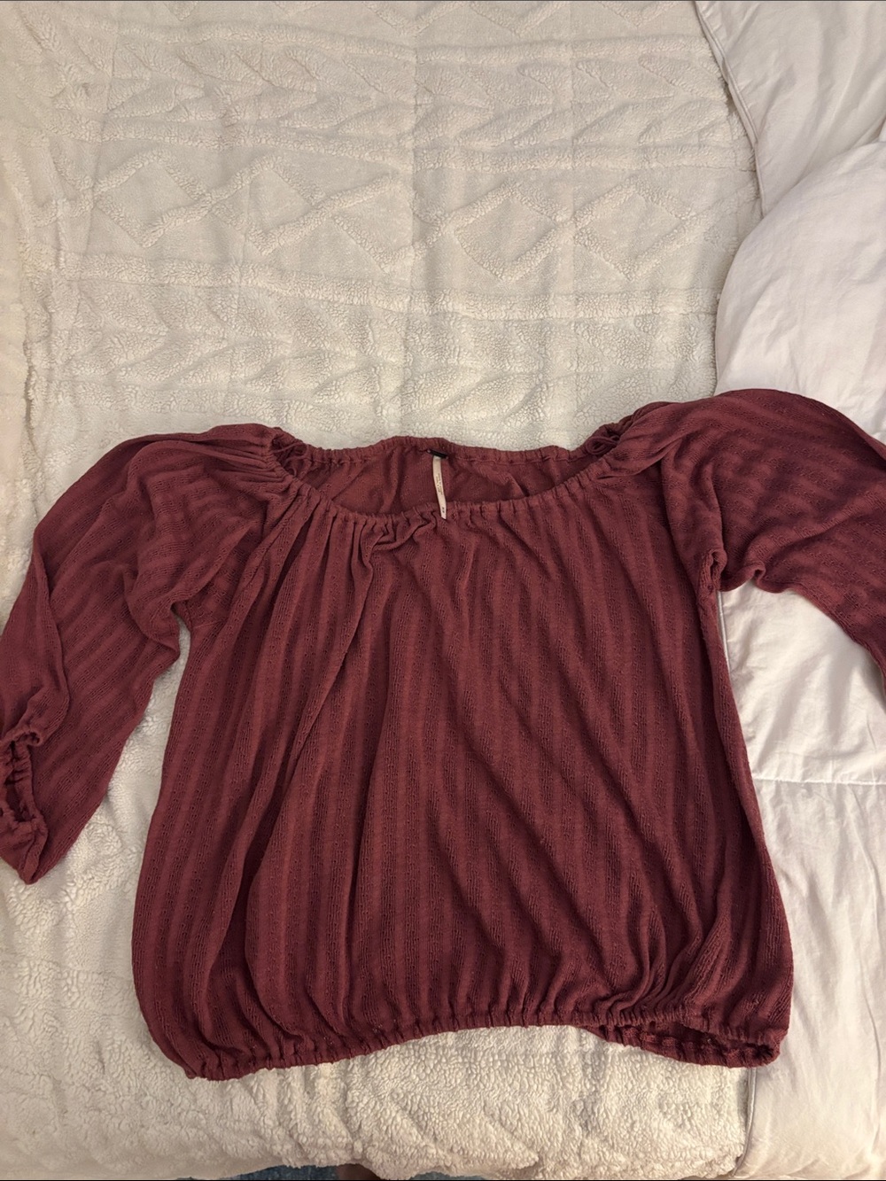 Free People Mauve Long Sleeve Peasant Blouse